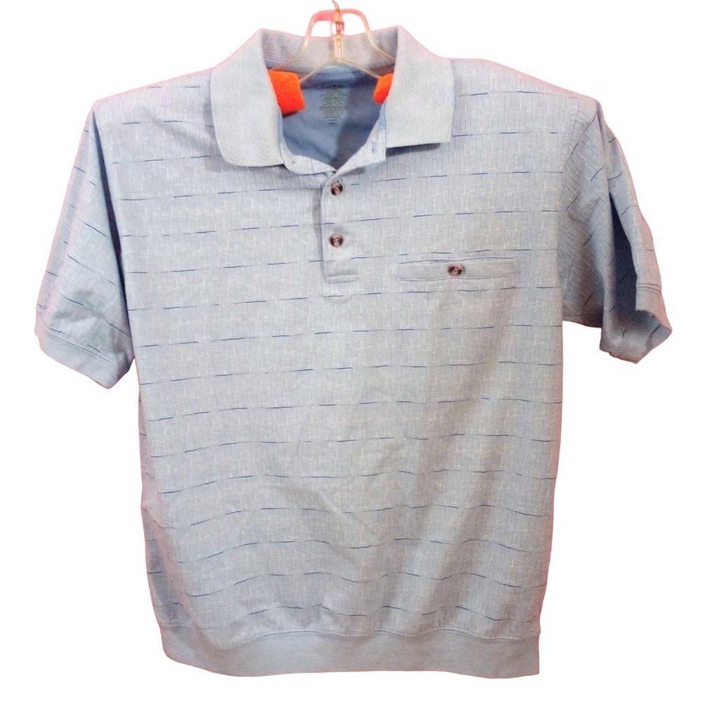 David Taylor Large Polo Short Sleeve stretch knit hem blue